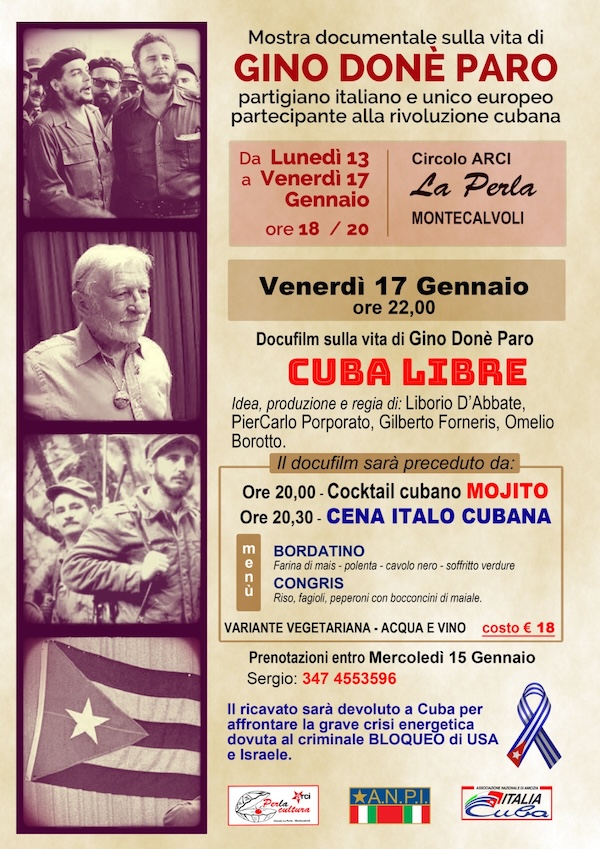 Esposizione su Gino Donè e Cena Cubana al Circolo La Perla