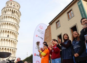 Accesso a Pisa: il braciere olimpico dei Giochi Mondiali Invernali Special Olympics