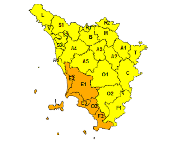 Maltempo in Toscana: allerta gialla e arancione per piogge