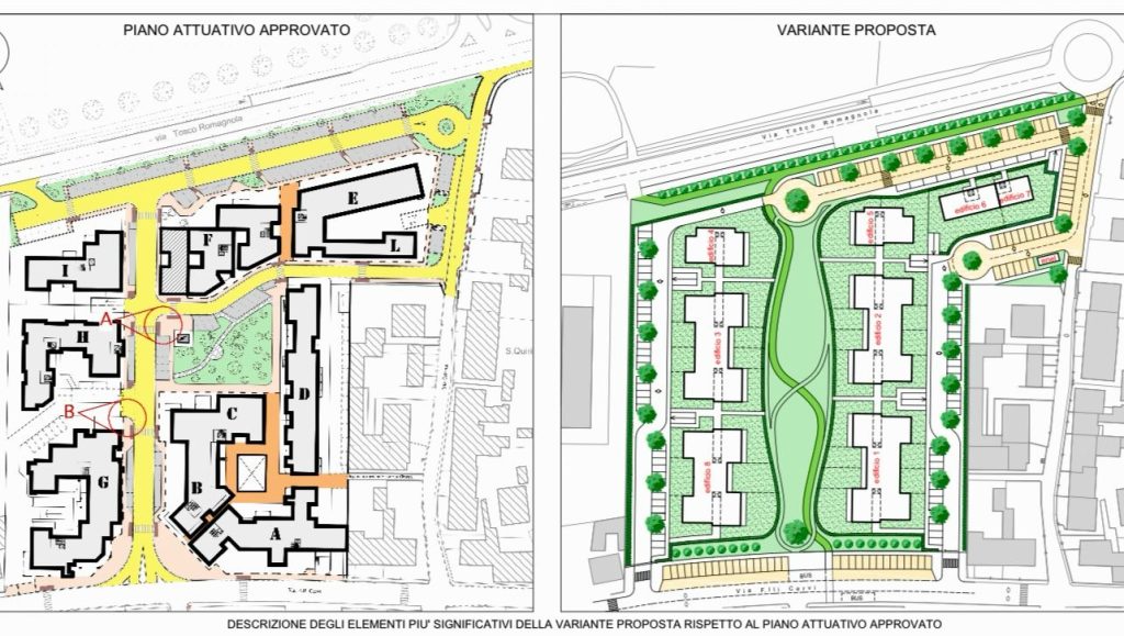 Vetreria Etrusca: riduzione volumetrica e ampliamento degli spazi verdi pubblici.
