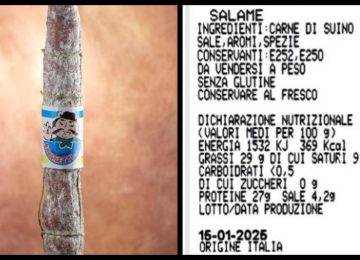 Allerta del ministero: Salame con frammenti di spugna in un lotto.