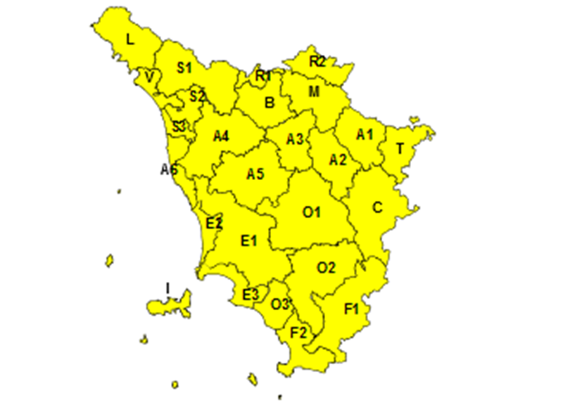 Allerta meteo gialla per vento forte su tutta la Toscana