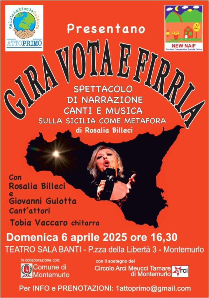 Gira Vota e Firria: Alla Sala Banti uno spettacolo di canti e musica che celebra la Sicilia come metafora