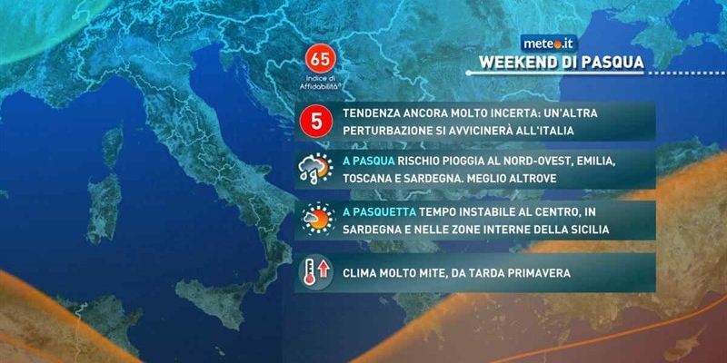 Previsioni meteorologiche per il fine settimana di Pasqua 2025