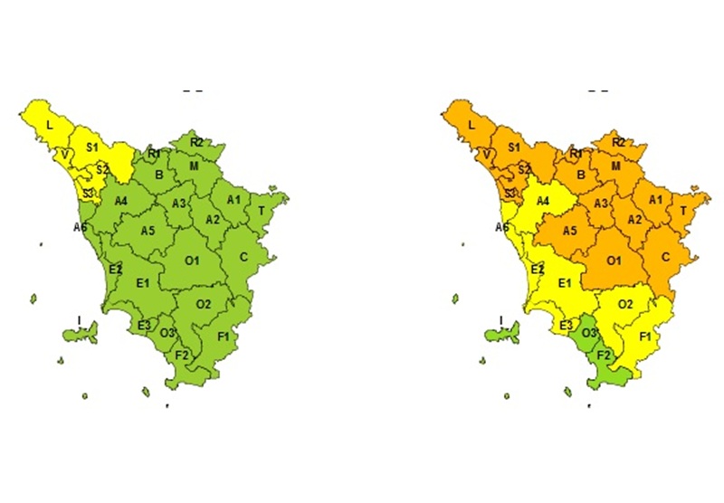 Pioggia e vento in arrivo in Toscana, scatta l'allerta arancione