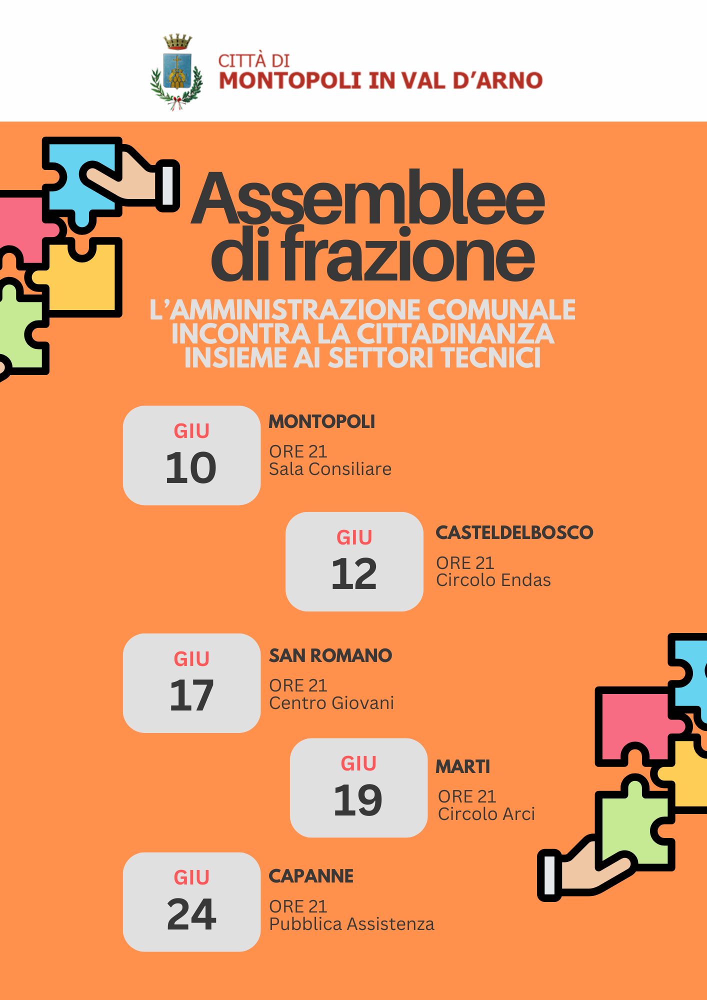 Comune di Montopoli: avvio delle assemblee di frazione