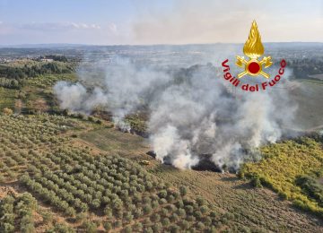 Incendio devastante a Vinci: fiamme vicino alle abitazioni, elicottero sul luogo dell'evento