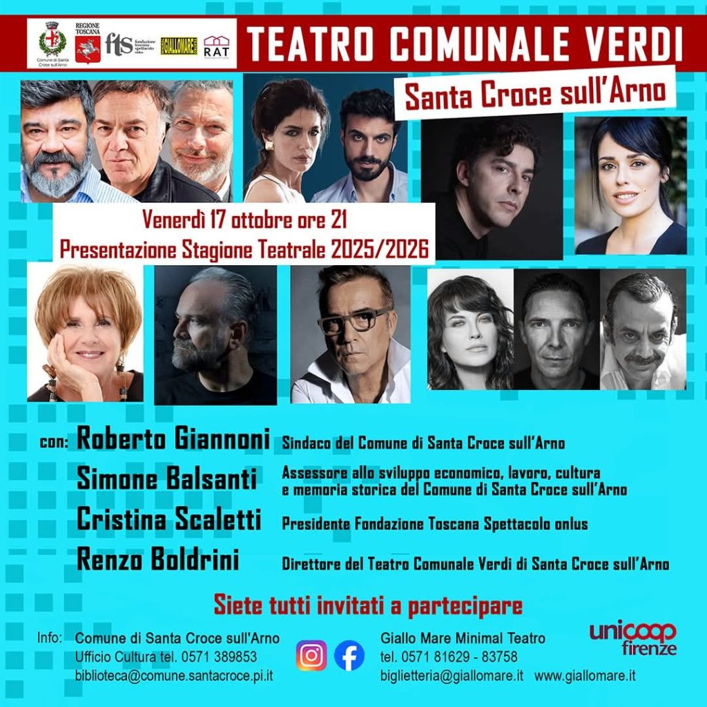 Il Teatro Verdi di Santa Croce sull'Arno annuncia la stagione teatrale.