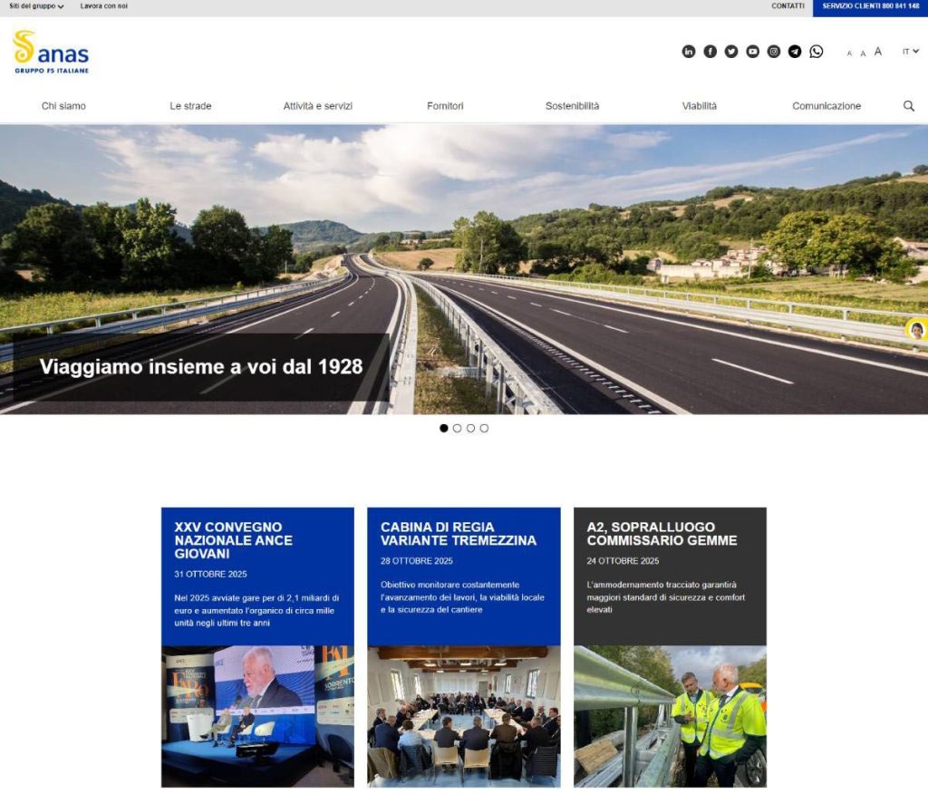 Online il nuovo sito dell'Anas: Gemme parla di un passo significativo nelle strategie di innovazione