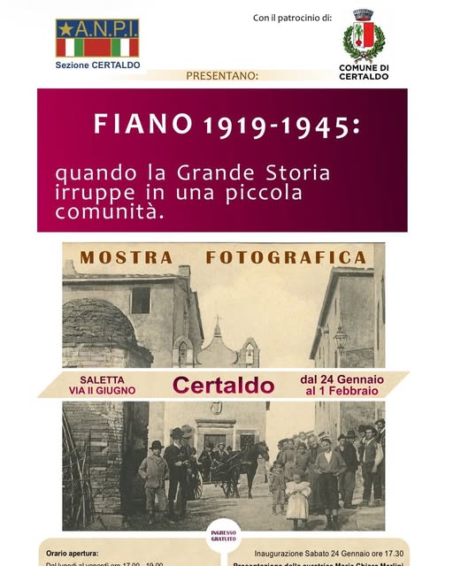 A Certaldo la mostra 'Fiano 1919-1945' nel segno della Memoria e della Pace