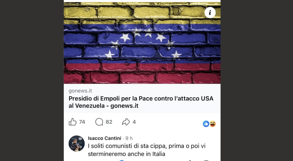 Cantini (FdI) commenta: "Comunisti, vi stermineremo". Risposta: "Frasi indecenti"