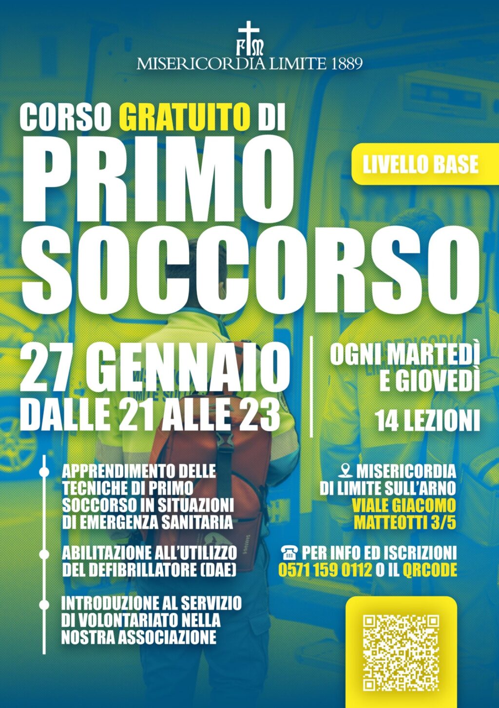 Corso gratuito di pronto soccorso presso la Misericordia di Limite sull'Arno