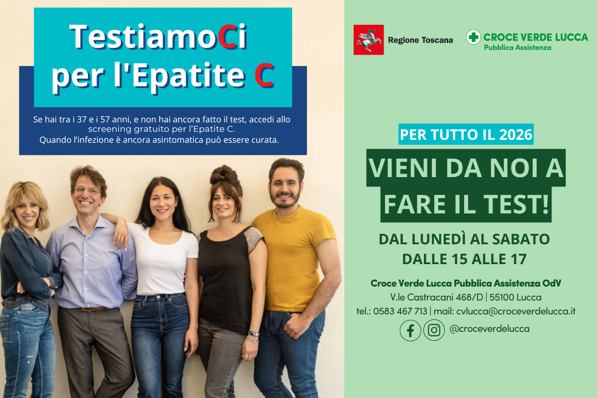Screening dell'Epatite C gratuito fino al 2026 presso la Croce Verde di Lucca