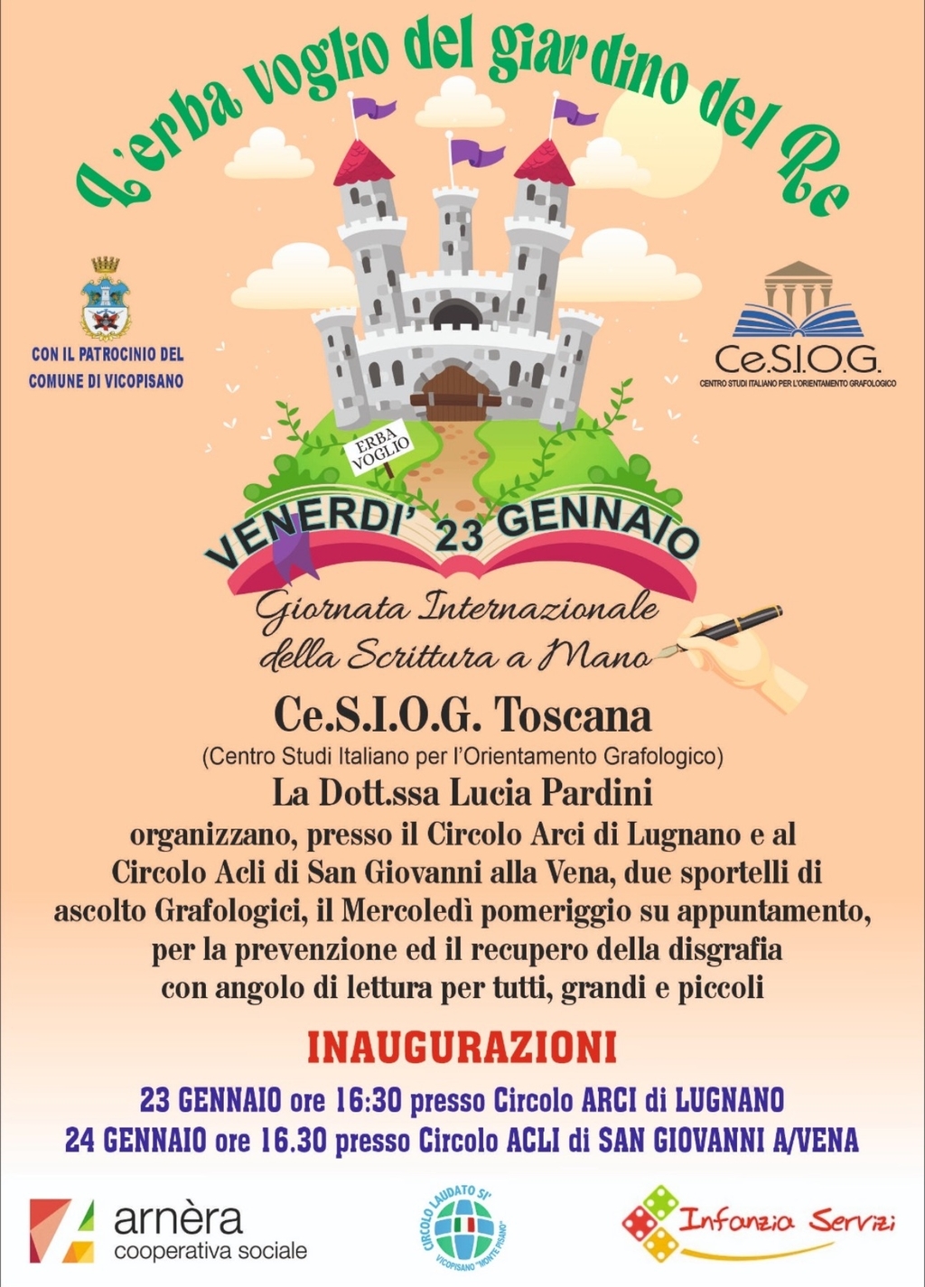 Vicopisano: inaugurato il primo sportello di ascolto contro la disgrafia