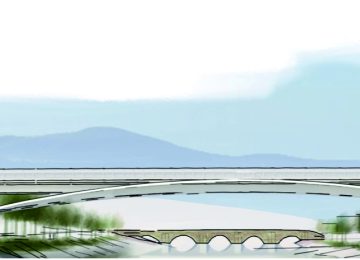 Inaugurazione della posa della prima pietra per il nuovo Ponte a Buriano, provincia di Arezzo.