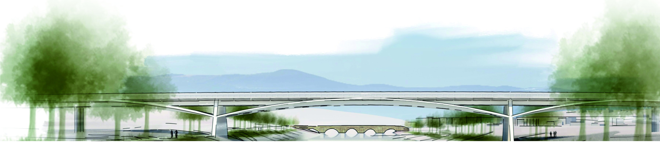 Inaugurazione della posa della prima pietra per il nuovo Ponte a Buriano, provincia di Arezzo.