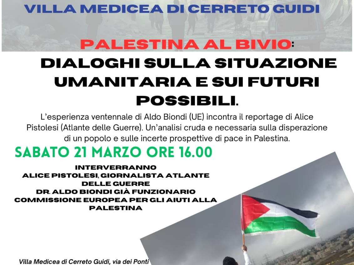 A Cerreto Guidi la conferenza "Palestina al bivio": discussioni sulla crisi e sui futuri possibili