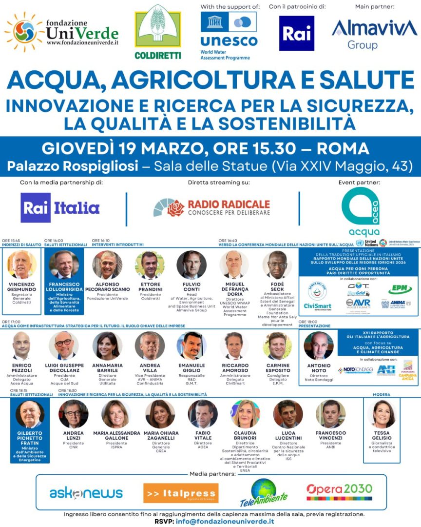 Acqua, Agricoltura e Salute: Convegno a Roma sulla Gestione delle Risorse Idriche