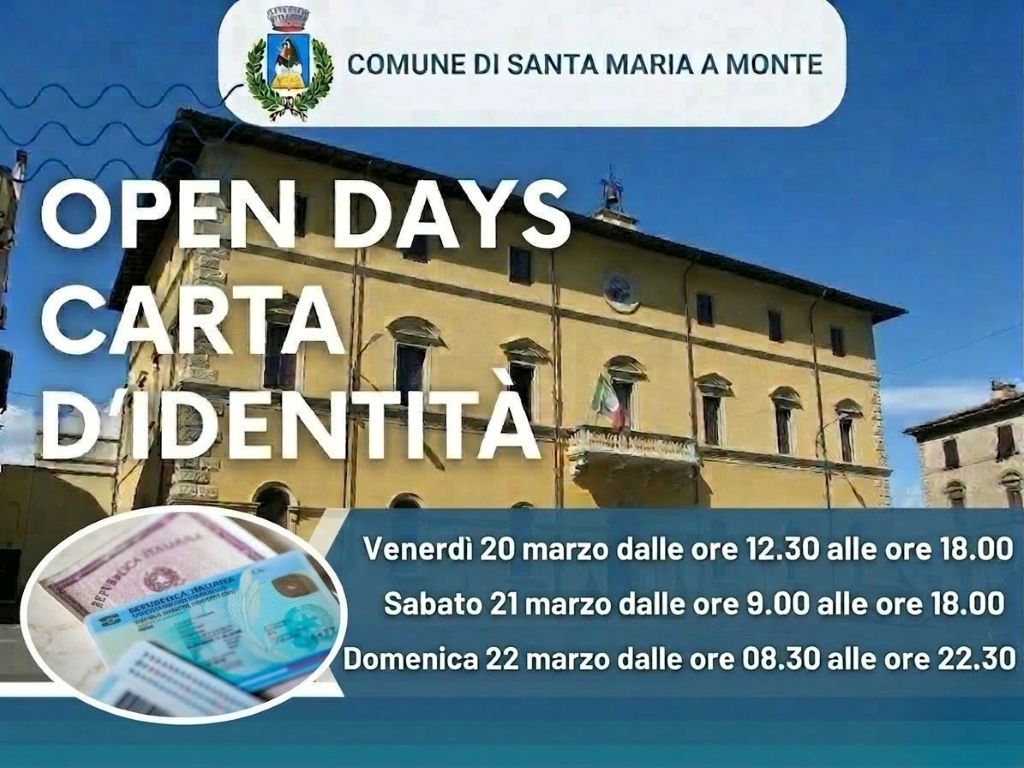 Aperture straordinarie per il rinnovo delle carte d’identità a Santa Maria a Monte