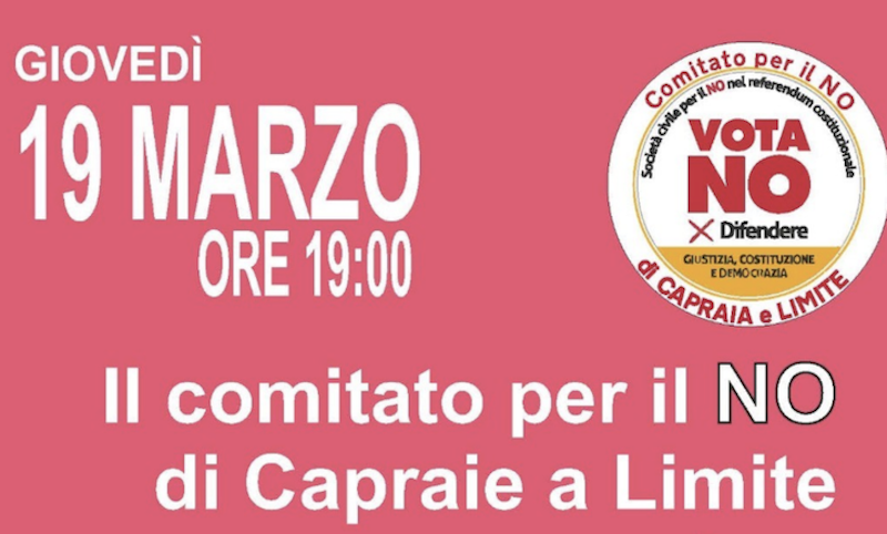 Referendum sulla giustizia: Evento finale del Comitato per il No di Capraia e Limite