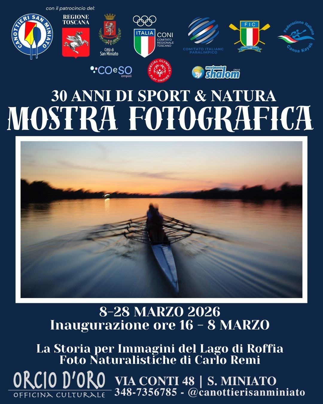 Trent'anni di sport e natura: inaugurazione della mostra fotografica della Canottieri San Miniato