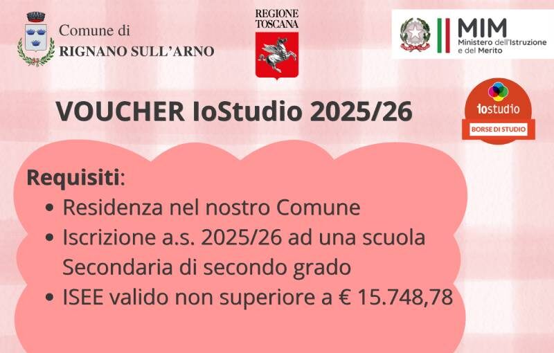 Rignano, Bando per le borse di studio “Io studio” per il 2025-2026