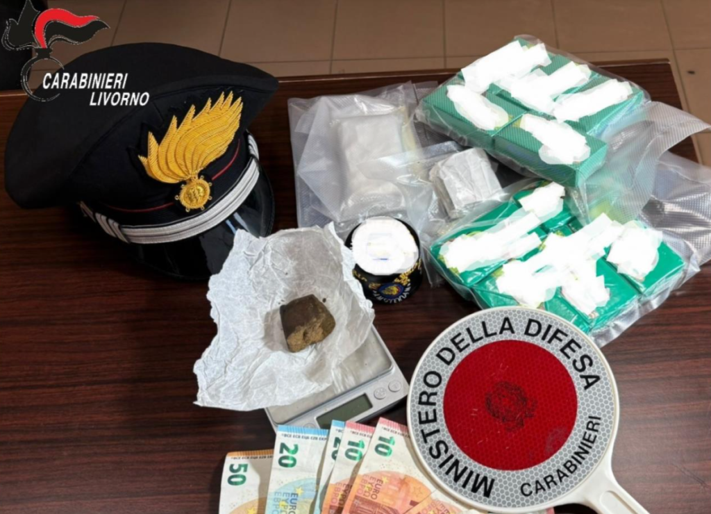 Oltre un chilo di hashish confiscato: arrestato un ventenne a Livorno