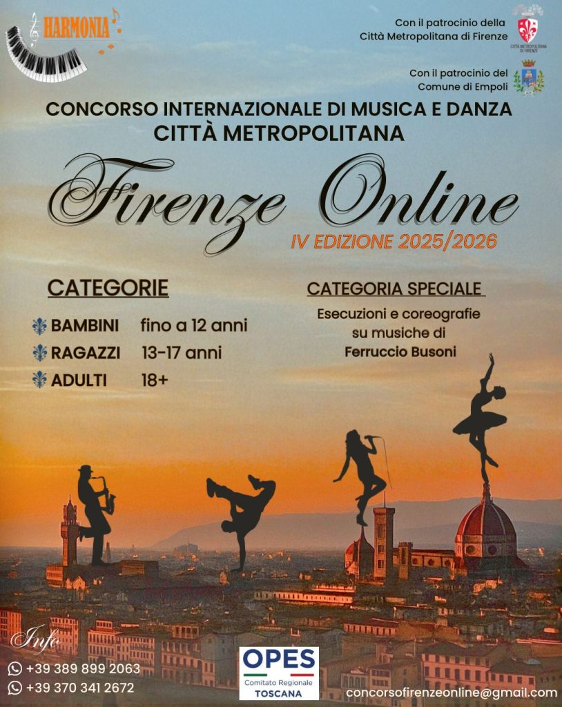 Premio Firenze Online: Cerimonia di Premiazione del Concorso di Musica e Danza dell'ASD Harmonia