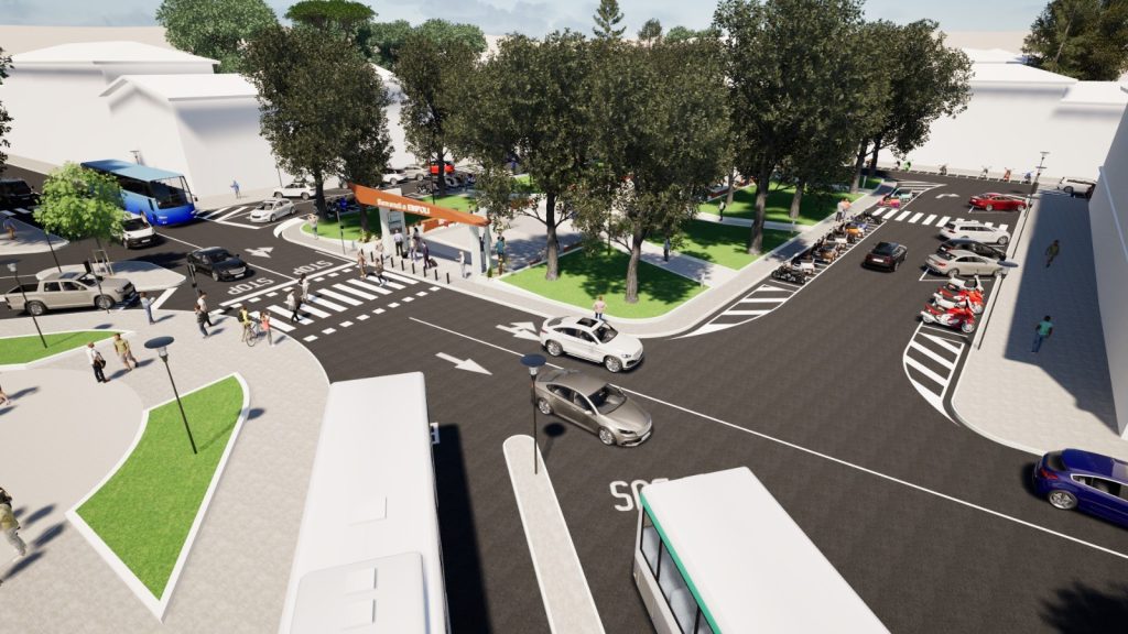 A Empoli, le studentesse progettiste presentano la 'nuova' piazza Don Minzioni.