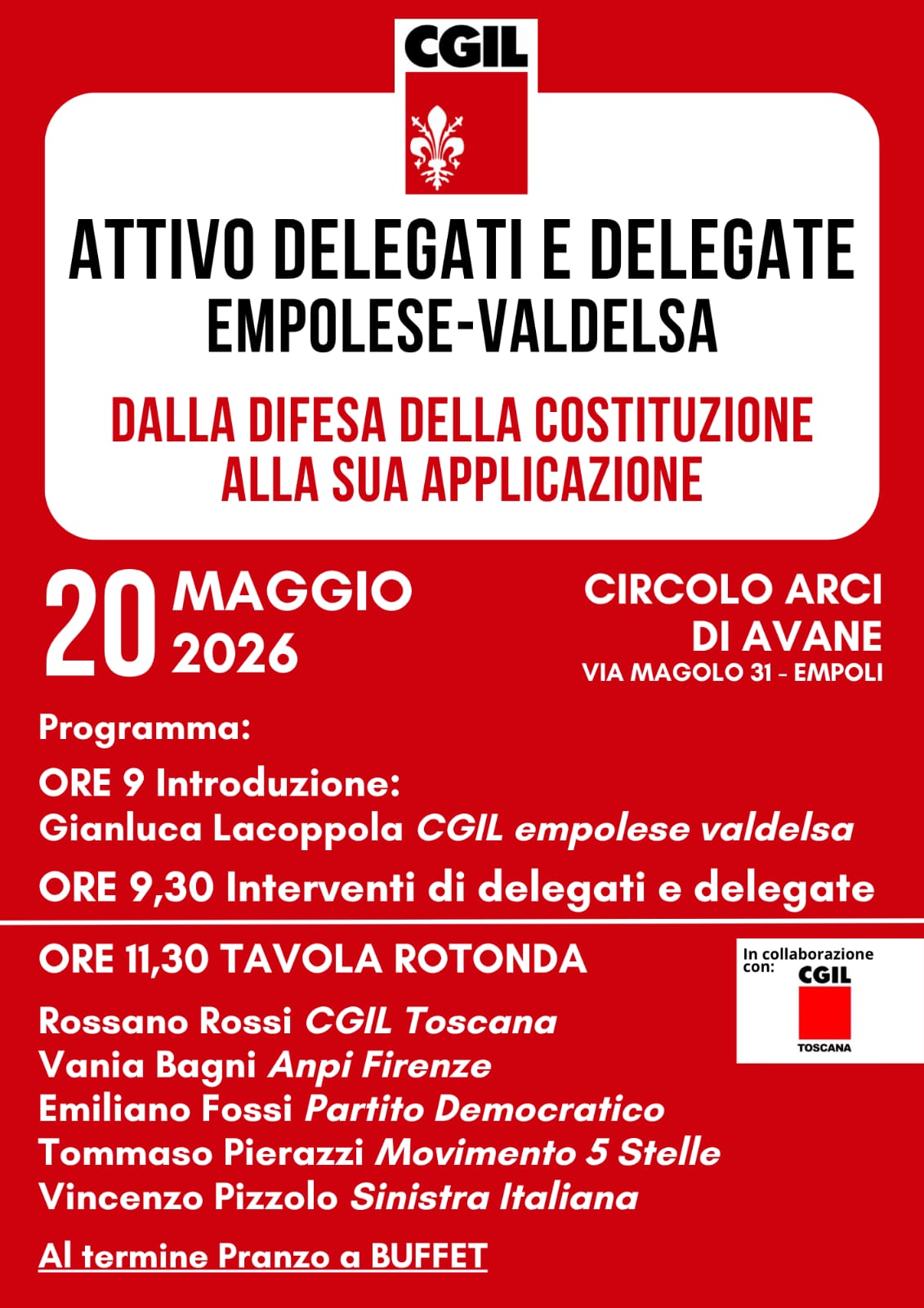 Delegati CGIL Empolese Valdelsa presso il Circolo ARCI di Avane