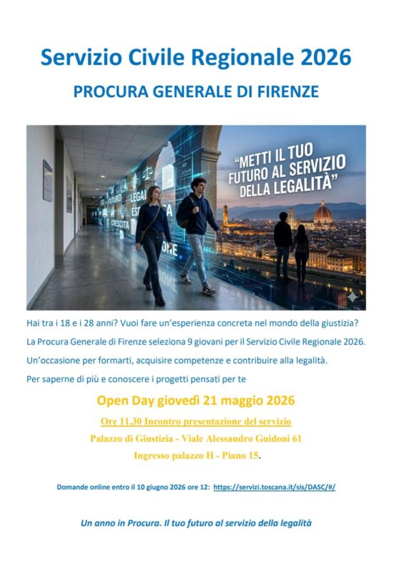 Servizio Civile Regionale 2026: Firenze avvia le selezioni