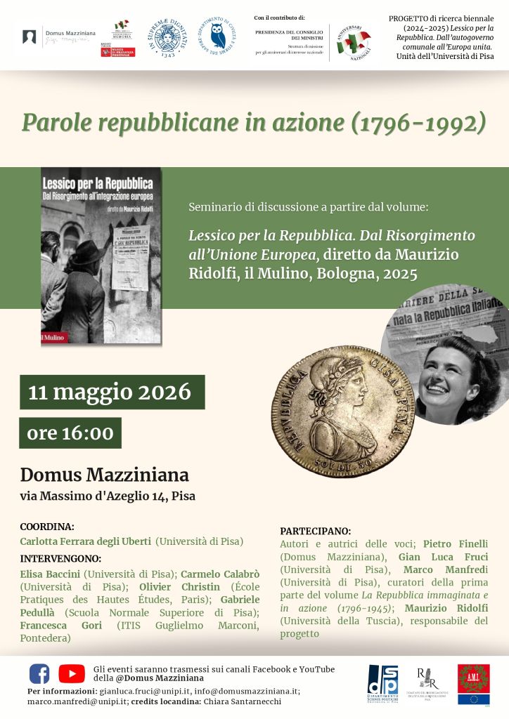 Alla Domus Mazziniana, il seminario sul "Lessico per la Repubblica"
