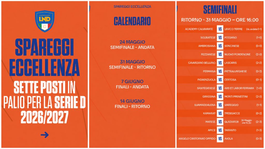 Playoff di Eccellenza - Il calendario per domenica 31 maggio