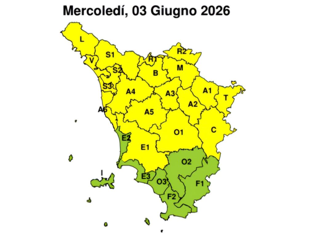 Meteo in Toscana: allerta gialla fino al 3 giugno