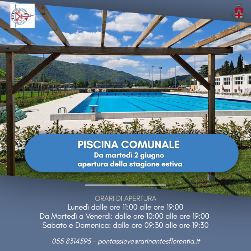 Pontassieve, la piscina all’aperto riapre il 2 giugno 2026.