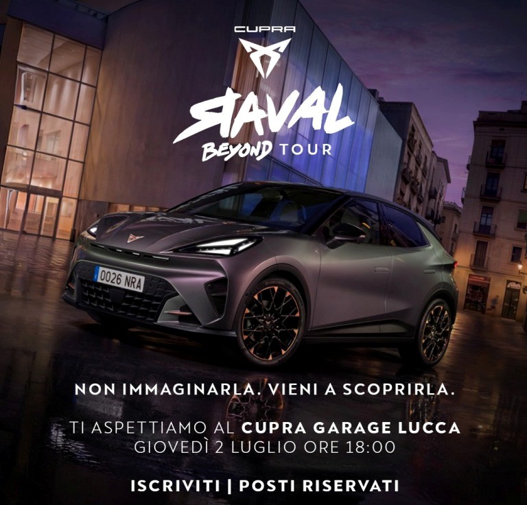 CUPRA Raval arriva a Lucca: anteprima esclusiva al CUPRA Garage giovedì 2 luglio 2026.