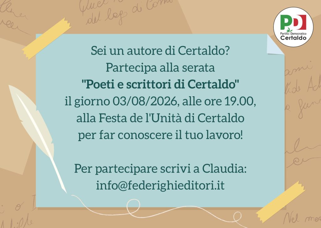 Cercasi Autori e Autrici di Certaldo: Appuntamento alla Festa de L'Unità