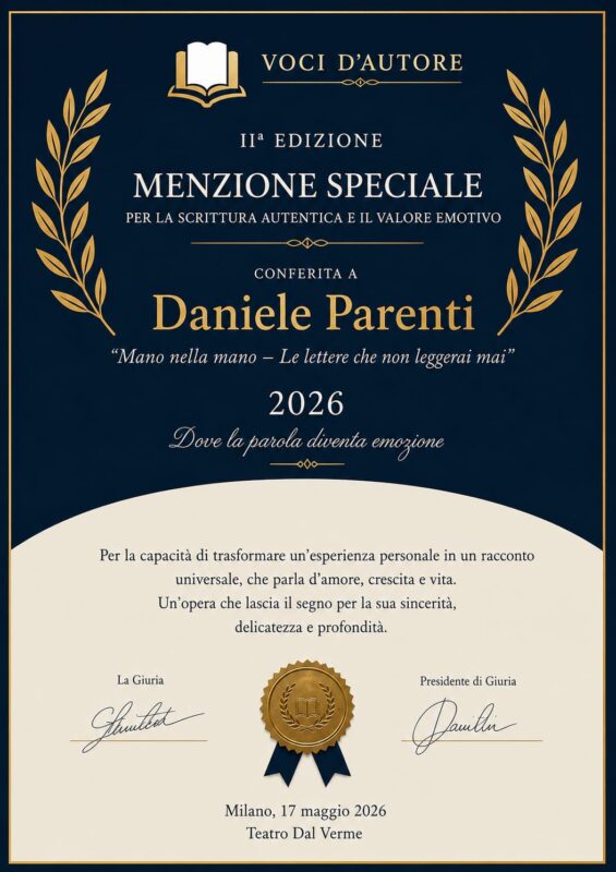 Daniele Parenti riceve una menzione d'onore per 'Voci d'Autore'