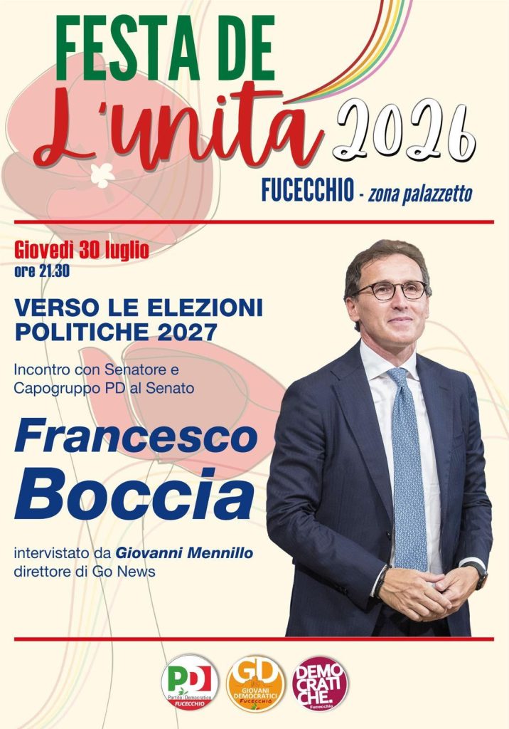 Festa dell'Unità a Fucecchio, ospite il senatore Francesco Boccia