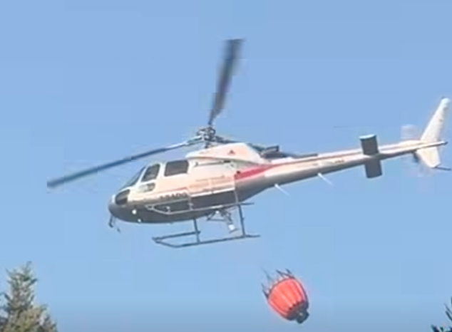 Un bosco sul Monte Serrain è avvolto dalle fiamme.
